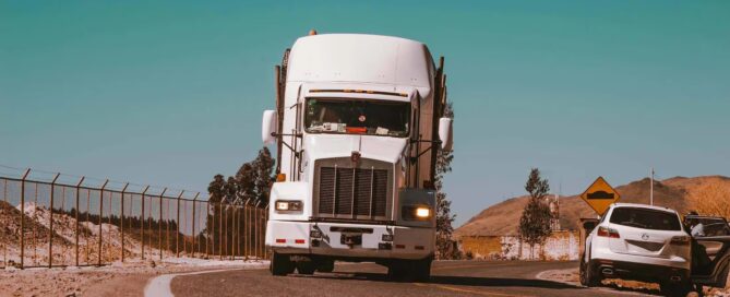truck driving on a road