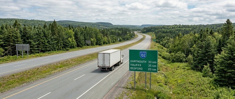 Dartmouth truck on highway